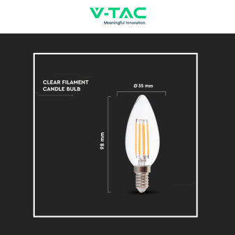 VT-2327 Lampadina LED E14 6W Filament Trasparente V-Tac