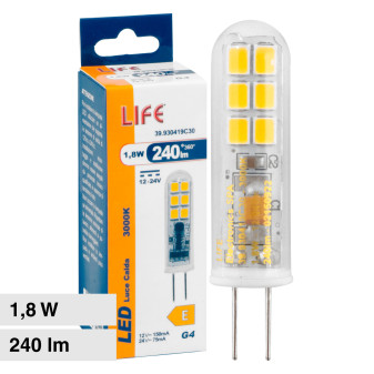 Life Lampadina LED G4 1,8W Tubolare SMD 12/24V in Vetro Trasparente - mod....