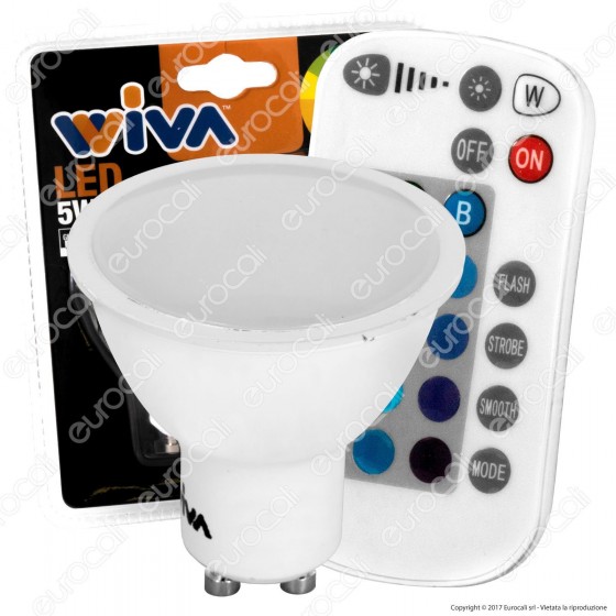 Wiva Lampadina LED GU10 5W Faretto Spotlight RGB+W con Telecomando