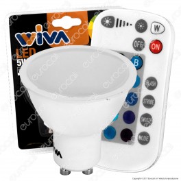 Wiva Lampadina LED GU10 5W Faretto Spotlight RGB+W con Telecomando
