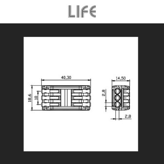 10 Connettori Universali 2 Poli a 3 Posizioni Life Mod. 38.3005023