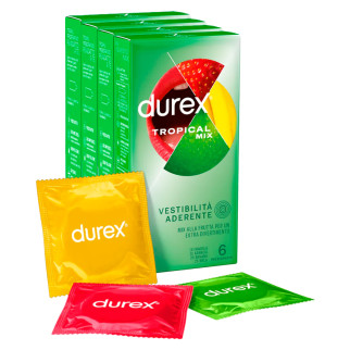 Preservativi Durex Tropical Mix Arancia Banana Fragola Mela da 24