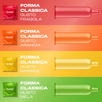 Preservativi Durex Tropical Mix Arancia Banana Fragola Mela da 24