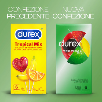 Preservativi Durex Tropical Mix Arancia Banana Fragola Mela da 24