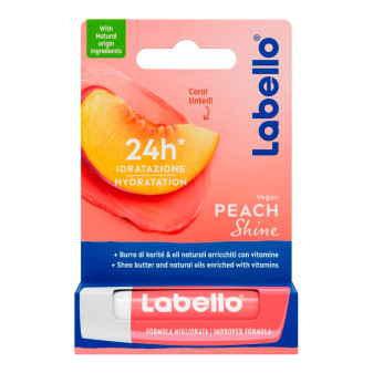 Labello Peach Shine Balsamo Idratante Labbra Burrocacao Colore Corallo -...