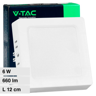 V-Tac VT-60006 Pannello LED Quadrato 6W SMD a Superficie con Driver - SKU...