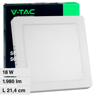 V-Tac VT-60018 Pannello LED Quadrato 18W SMD a Superficie con Driver - SKU...