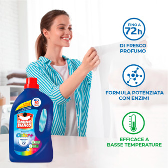 Detersivo Liquido 50 Lavaggi Color+ Omino Bianco 2L