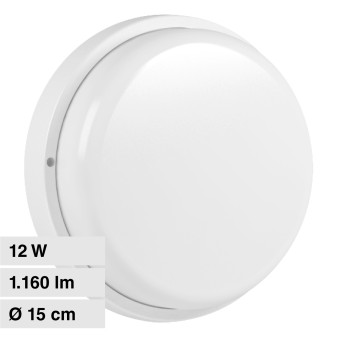 VT-8095 Plafoniera LED 12W Rotonda SMD IP54 Bianca V-Tac