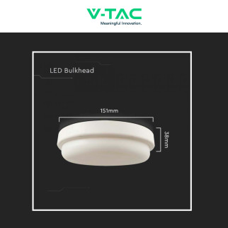 VT-8095 Plafoniera LED 12W Rotonda SMD IP54 Bianca V-Tac