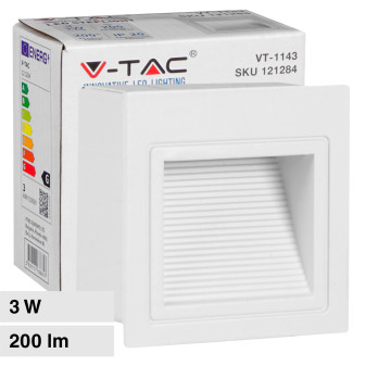 V-Tac VT-1143 Punto Luce LED SMD 3W Segnapasso Quadrato a Parete Colore...