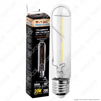 V-Tac VT-2042 Lampadina LED E27 2W Tubolare 2 Filamenti - SKU 7251