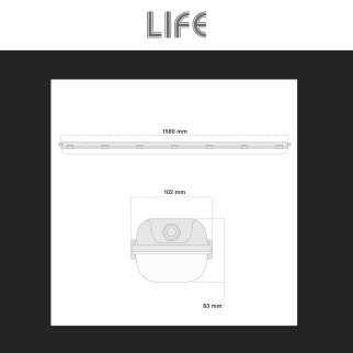 Plafoniera Lineare Slim Porta Tubi LED IP65 2 Tubi T8 da 150cm Life