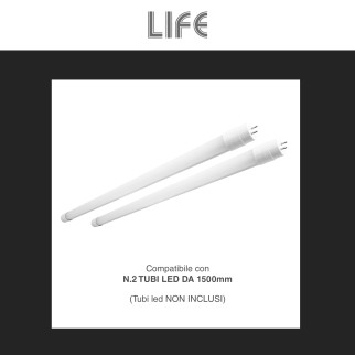 Plafoniera Lineare Slim Porta Tubi LED IP65 2 Tubi T8 da 150cm Life
