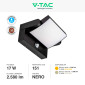 Immagine 4 - V-Tac VT-11020S Lampada LED da Muro Ruotabile 17W SMD Sensore PIR di Movimento IP65 Applique Colore Nero - SKU 2940 / 2941