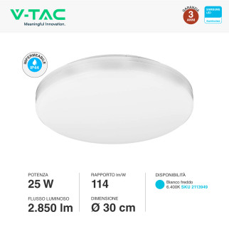VT-8066RD Plafoniera LED Rotonda 25W SMD Chip Samsung V-Tac