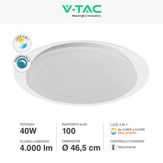VT-8401 Plafoniera LED Tonda 40W SMD CCT 3in1 V-Tac Gallery
