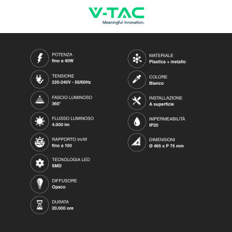VT-8401 Plafoniera LED Tonda 40W SMD CCT 3in1 V-Tac Gallery
