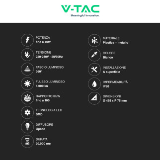 VT-8401 Plafoniera LED Tonda 40W SMD CCT 3in1 V-Tac Gallery