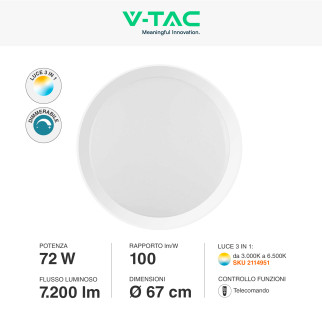 VT-8472 Plafoniera LED Tonda 72W SMD CCT 3in1 V-Tac Gallery