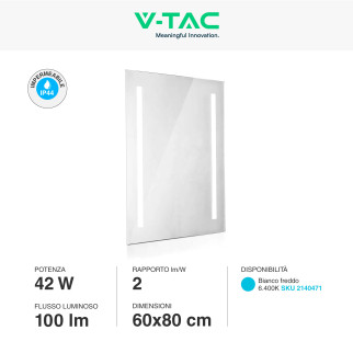 VT-8800 Lampada LED a Specchio 42W Anti-Fog SMD V-Tac