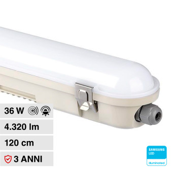 V-Tac VT-120136S Tubo LED Plafoniera 36W SMD Chip Samsung IP65 120cm con...