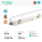 Immagine 4 - V-Tac VT-120136S Tubo LED Plafoniera 36W SMD Chip Samsung IP65 120cm con Sensore Crepuscolare e di Movimento - SKU 20468 / 20469