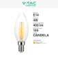 Immagine 2 - V-Tac VT-1985D Lampadina LED E14 4W Candle Bulb C35 Candela Twist Filament Dimmerabile Vetro Trasparente - SKU 214367