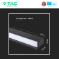 Immagine 9 - V-Tac Pro VT-7-46 Lampada LED a Superficie 40W SMD Chip Samsung Linear Light Nera Dimmerabile - SKU 20462 / 21463 / 20464