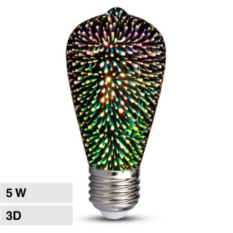 V-Tac VT-2223 Lampadina LED E27 5W ST64 Filament Vetro Oscurato Effetto 3D -...