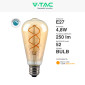 Immagine 2 - V-Tac VT-2065D Lampadina LED E27 4,8W ST64 Filament Dimmerabile Vetro Ambrato - SKU 217416