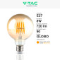 Immagine 2 - V-Tac VT-2019 Lampadina LED E27 8W G95 Globo Filament Vetro Ambrato - SKU 217145