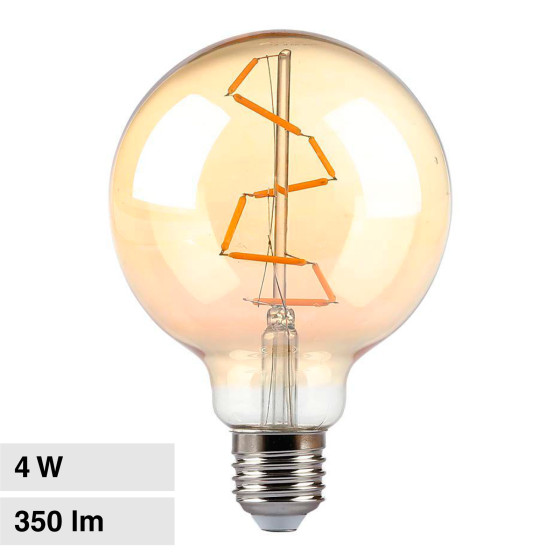 VT-2024 Lampadina LED E27 4W Bulb G95 Filament Vetro V-Tac VT-2024 Lampadina LED E27 4W Bulb G95 Filament Vetro V-Tac