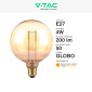 Immagine 2 - V-Tac VT-2195 Lampadina LED E27 4W Globo G125 Art Filament Vetro Ambrato - SKU 217475