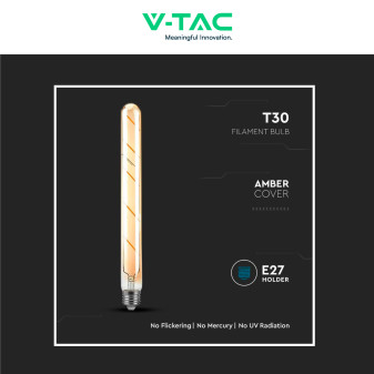 VT-2005 Lampadina LED E27 5W Bulb T30 Filament Vetro V-Tac