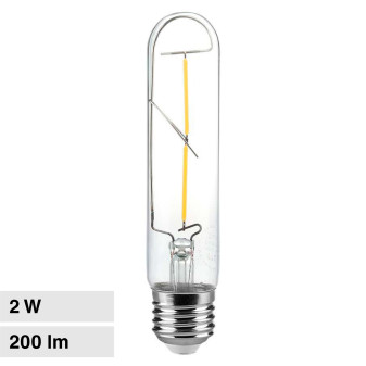 V-Tac VT-2042 Lampadina LED E27 2W T30 Tubolare Filament Vetro Trasparente -...