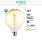 Immagine 3 - V-Tac VT-2018D Lampadina LED E27 8W Globo G125 Filament Vetro Ambrato Dimmerabile - SKU 217155