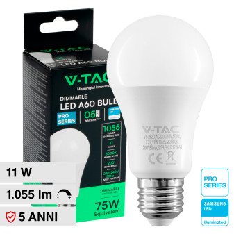 V-Tac Pro VT-262D Lampadina LED E27 11W A60 Goccia SMD Chip Samsung...