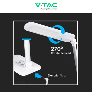 VT-1027 Lampada LED da Tavolo 7W Multifunzione Bianca V-Tac