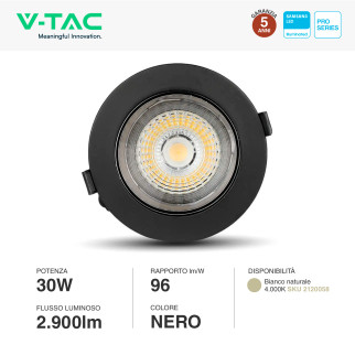 VT-2-33 Faretto LED 30W a Incasso COB Chip Samsung V-Tac Pro