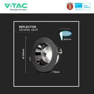 VT-2-33 Faretto LED 30W a Incasso COB Chip Samsung V-Tac Pro