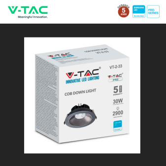 VT-2-33 Faretto LED 30W a Incasso COB Chip Samsung V-Tac Pro