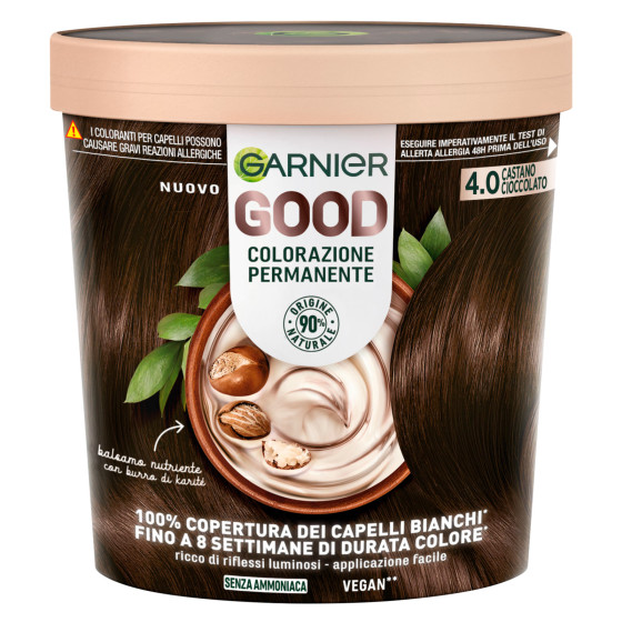 Garnier Good Tinta Permanente per Capelli Colore 4.0 Castano Cioccolato Garnier Good Tinta Permanente per Capelli Colore 4.0 Castano Cioccolato
