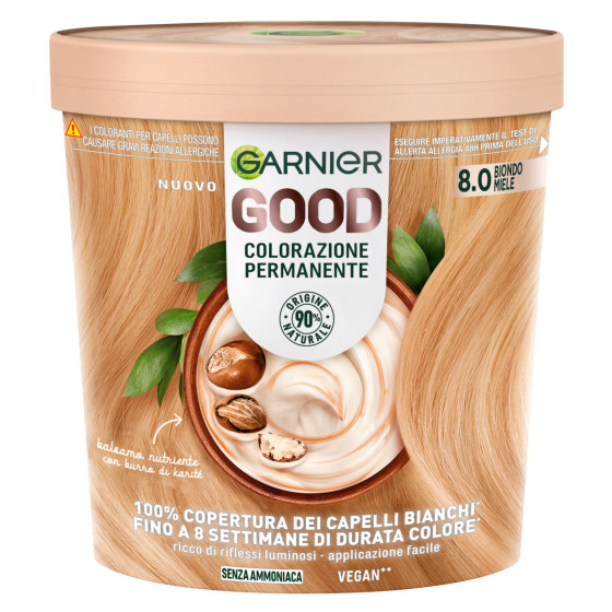 Garnier Good Tinta Permanente per Capelli Colore 8.0 Biondo Miele Garnier Good Tinta Permanente per Capelli Colore 8.0 Biondo Miele