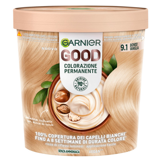 Garnier Good Tinta Permanente per Capelli Colore 9.1 Biondo Vaniglia Garnier Good Tinta Permanente per Capelli Colore 9.1 Biondo Vaniglia