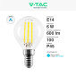 Immagine 3 - V-Tac VT-2466 Lampadina LED E14 6W MiniGlobo P45 Filament in Vetro Trasparente - SKU 212847