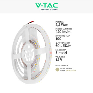 Kit Striscia LED 21W SMD con Alimentatore e Connettore V-Tac