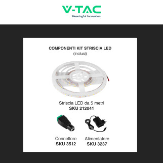 Kit Striscia LED 21W SMD con Alimentatore e Connettore V-Tac