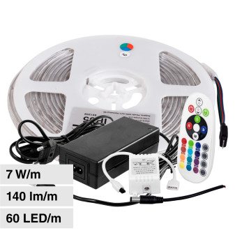 V-Tac Kit Striscia LED Flessibile 35W SMD RGB 12V IP65 con Alimentatore...