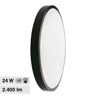 VT-8624S Plafoniera LED Rotonda 24W SMD IP44 Nera V-Tac